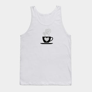 Funny coffee cup with heart smok, coffee lovers gift, coffee gift, coffee cozy, birthday, cafeteria’s stickers, fashion Design, restaurants and laptop stickers, lovely coffee cup with heart inside Tank Top